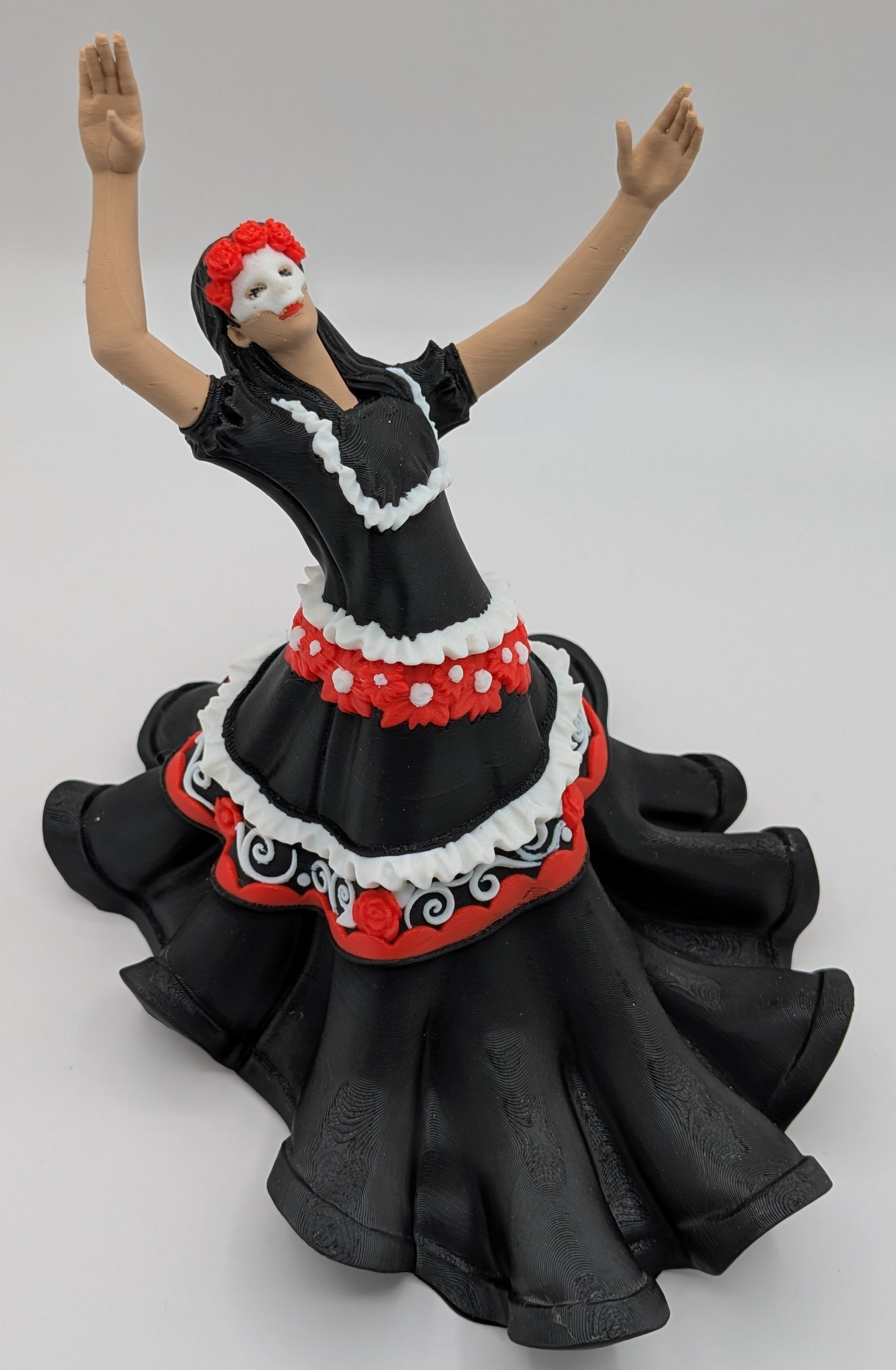 Catrina Tequila Holder featuring a colorful dancer in traditional attire, perfect for festive celebrations.